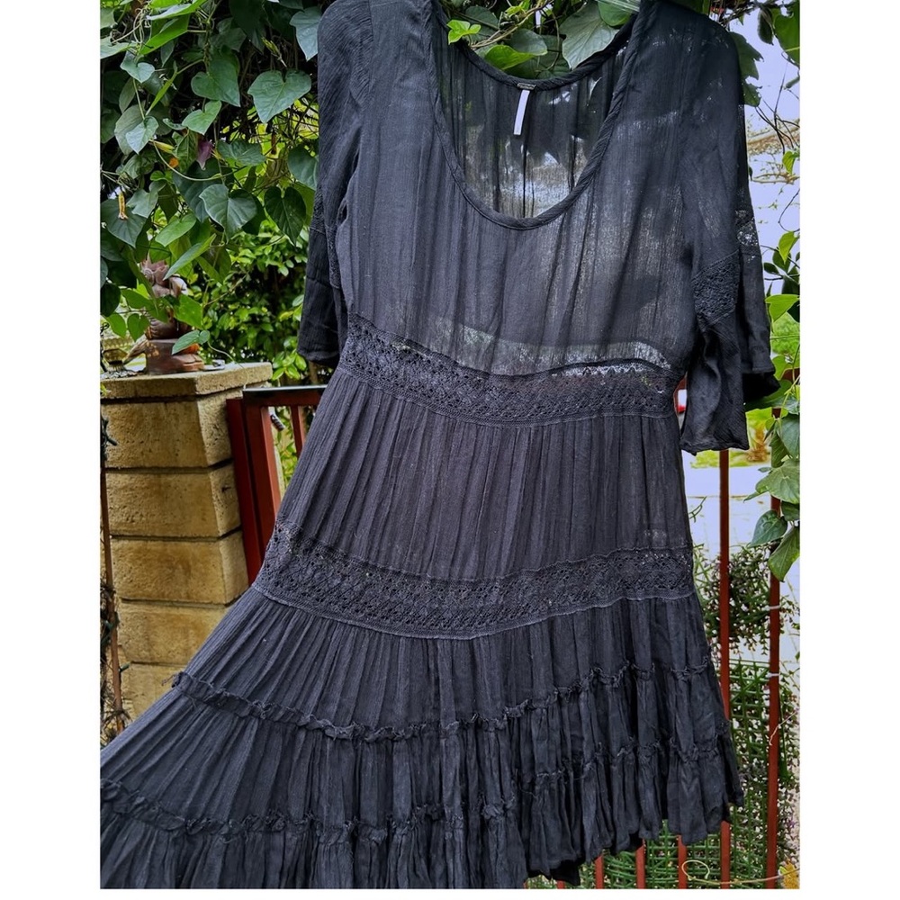 Free People Black Sheer Dress Size Small runs big